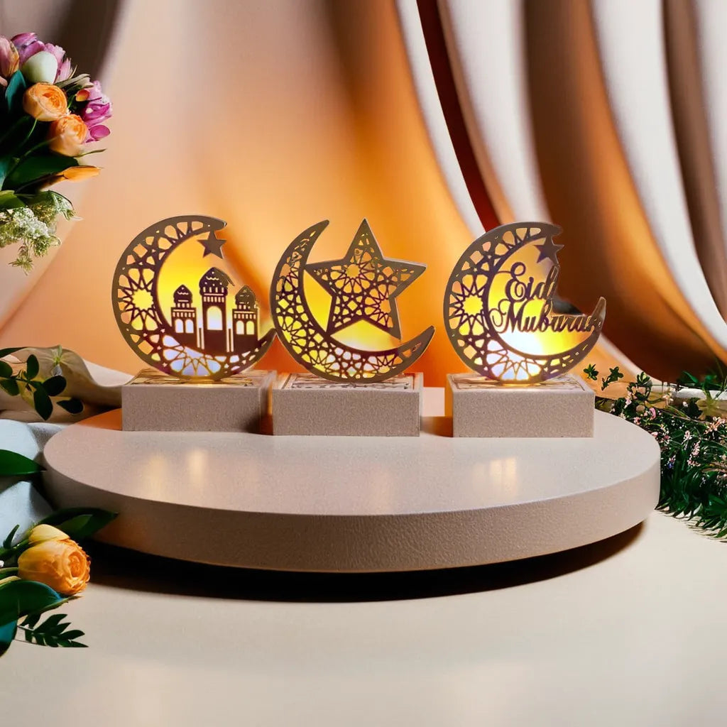 Eid Moonlight-lichtgevende houten hangers